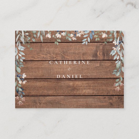 Rustic Wood Floral Cascade Wishing Well Wedding Informatiekaartje (Achterkant)