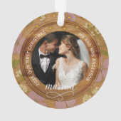 Rustic Wood Floral Couples First Christmas married Ornament (achterkant)