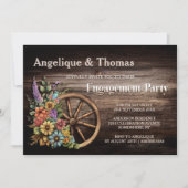 Rustic Wood Floral Engagement Party Kaart (Voorkant)