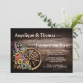 Rustic Wood Floral Engagement Party Kaart (Staand voorkant)