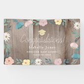 Rustic Wood Floral Garden Afstuderen Spandoek (Horizontaal)
