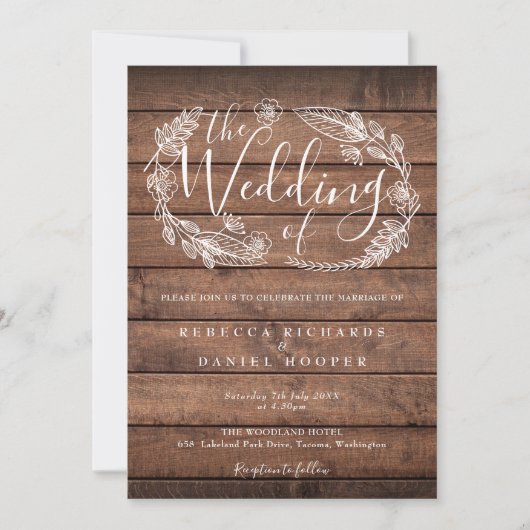 Rustic Wood Floral Garland Script Weddenschap Kaart (Voorkant)