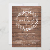 Rustic Wood Floral Garland Wedding Kaart (Voorkant)