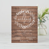 Rustic Wood Floral Garland Wedding Kaart (Staand voorkant)