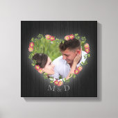 Rustic Wood Floral Heart Custom Photo Canvas Afdruk (Voorkant)