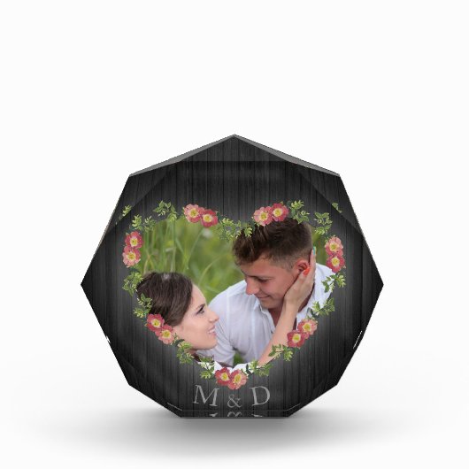 Rustic Wood Floral Heart Foto (Voorkant)