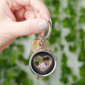 Rustic Wood Floral Heart Foto Sleutelhanger (Hand)