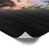 Rustic Wood Floral Heart Foto's en Initialen Poster (Hoek)