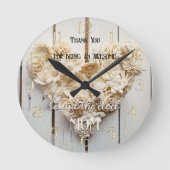 Rustic Wood Floral Heart Mam Ronde Klok (Voorkant)