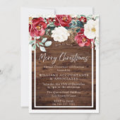 Rustic Wood Floral Jolly Merry kerst Kaart (Voorkant)