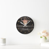 Rustic Wood Floral Koe Skull Horns Ronde Klok (Huis)