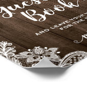 Rustic Wood Floral Lace Guestbook Wedding Sign Poster (Hoek)