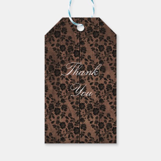 Rustic Wood & Floral Lace Lingerie Shower Cadeaulabel (Voorkant)