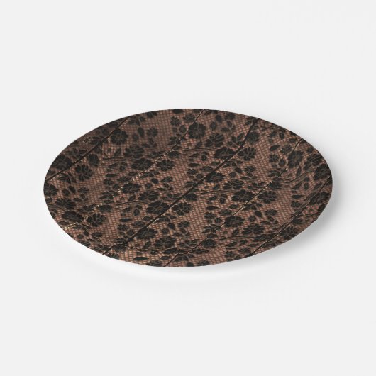 Rustic Wood & Floral Lace Lingerie Shower Papieren Bordje (Gekanteld)