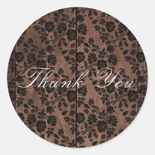 Rustic Wood & Floral Lace Lingerie Shower Ronde Sticker (Voorkant)