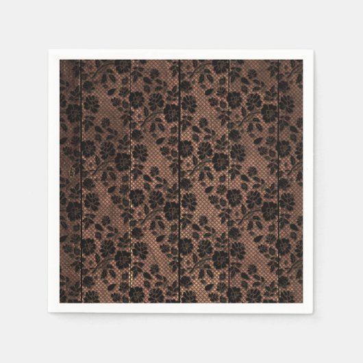 Rustic Wood & Floral Lace Lingerie Shower Servet (Voorkant)