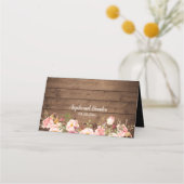 Rustic Wood Floral Lace String Lights Wedding Plaatskaartje (Achterkant)
