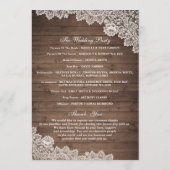 Rustic Wood Floral Lace Wedding Programme Programmakaart (Achterkant)