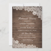 Rustic Wood Floral Lace Wedding Rehearsal Dinner Kaart (Voorkant)