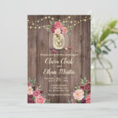 Rustic Wood Floral Mason Jar Kaart (Staand voorkant)