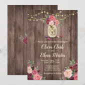 Rustic Wood Floral Mason Jar Kaart (Voorkant / Achterkant)