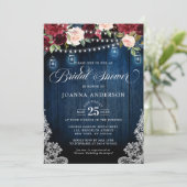 Rustic Wood Floral Mason Jar Vrijgezellenfeest Kaart (Staand voorkant)