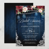 Rustic Wood Floral Mason Jar Vrijgezellenfeest Kaart (Voorkant / Achterkant)