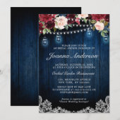 Rustic Wood Floral Mason Jar Vrijgezellenfeest Kaart (Voorkant / Achterkant)