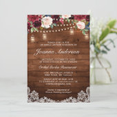 Rustic Wood Floral Mason Jar Vrijgezellenfeest Kaart (Staand voorkant)