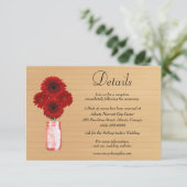 Rustic Wood Floral Mason Jar Wedding Details Informatiekaartje (Staand voorkant)