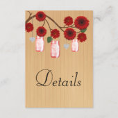 Rustic Wood Floral Mason Jar Wedding Details Informatiekaartje (Voorkant)