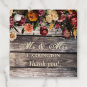 Rustic Wood Floral Mr & Mrs Wedding Bedankjes Labels (Voorkant)