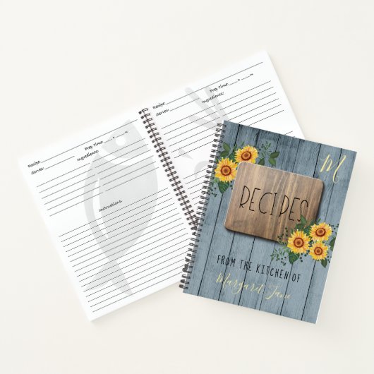 Rustic Wood Floral | Recept-boek voor Chef-monogra Notitieboek (Binnen)