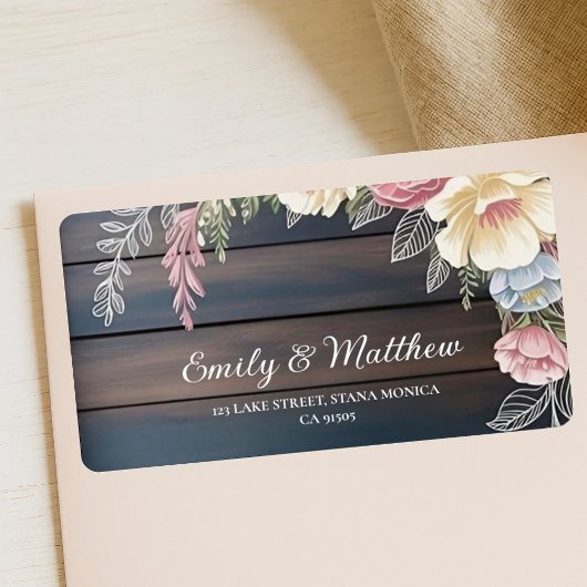 Rustic Wood Floral Return Address Labels