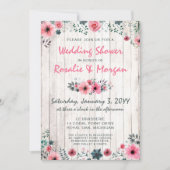 Rustic Wood Floral Roos Country Wedding Shower Kaart (Voorkant)