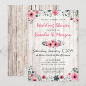 Rustic Wood Floral Roos Country Wedding Shower Kaart (Voorkant / Achterkant)