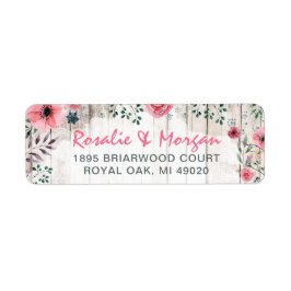 Rustic Wood Floral Rose Country Return Address Etiket