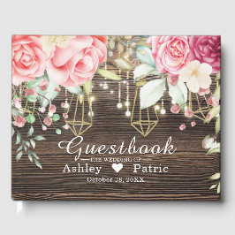 Rustic Wood Floral String-lampjes Weddenschap Gastenboek