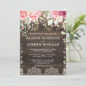 Rustic Wood Floral String-lampjes Weddenschap Kaart (Staand voorkant)