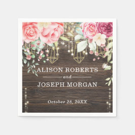 Rustic Wood Floral String-lampjes Weddenschap Servet