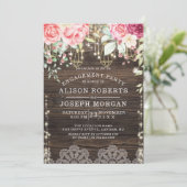 Rustic Wood Floral String light Verloving Kaart (Staand voorkant)