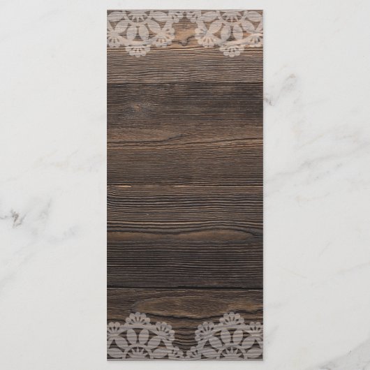 Rustic Wood Floral String light Wedding Menu (Achterkant)