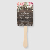 Rustic Wood Floral String light Wedding Programme Handwaaier (Voorkant)