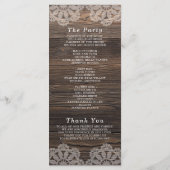 Rustic Wood Floral String light Wedding Programme Programmakaart (Achterkant)