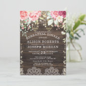 Rustic Wood Floral String light Wedding Rehearal Kaart (Staand voorkant)