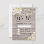 Rustic Wood Floral String Light Wedding RSVP Antwo (Voorkant)