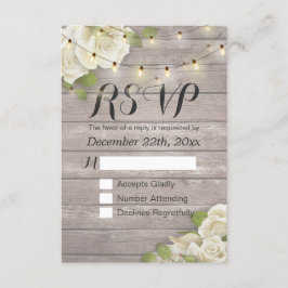 Rustic Wood Floral String Light Wedding RSVP Antwo Kaartje