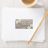 Rustic Wood Floral String Lights Wedding Address Etiket (Insitu)