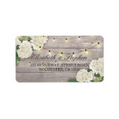 Rustic Wood Floral String Lights Wedding Address Etiket (Voorkant)