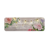 Rustic Wood Floral String Lights Wedding Address Etiket (Voorkant)